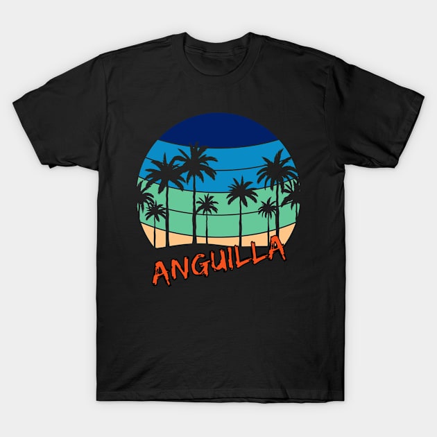 Anguilla Retro Vintage Sunset Beach Design T-Shirt by eliteshirtsandmore